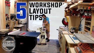 Workshop Design  5 Keys to a Small Shop Layout  Evening Woodworker [upl. by Neemsay]