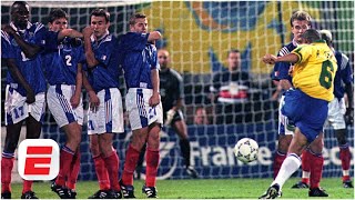 Roberto Carlos’ free kick was so impossible Marcel Desailly RIPPED into Fabien Barthez  ESPN FC [upl. by Zoarah553]