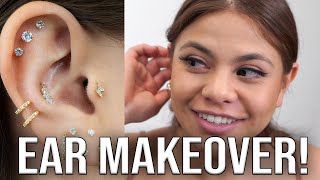 FROM 0 TO 12 PIERCINGS IN ONE DAY EAR MAKEOVER [upl. by Ogilvie]