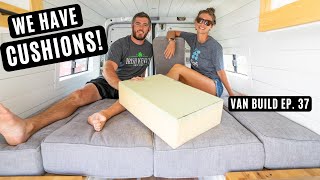 DIY Camper Van Cushions for our Booth and Bed  Van Build Ep 37 [upl. by Klina]