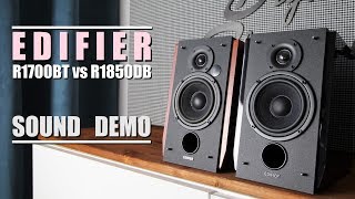 Edifier R1850DB vs Edifier R1700BT  Sound Demo w Bass Test [upl. by Follmer854]