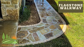 How To Build A Flagstone Walkway  Using Concrete [upl. by Hoxsie]