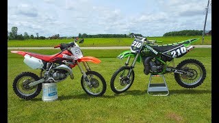 Kawasaki Kx 100 vs Honda Cr 85 [upl. by Tlevesor]