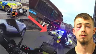 MOPED THIEF tactically RAMMED OFF by officers and JAILED [upl. by Nnaaihtnyc]