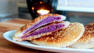 GLUTINOUS RICE PANCAKES  GLUTINOUS RICE FLOUR RECIPE  PURPLE SWEET POTATO RECIPE [upl. by Ehrman506]