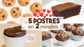 5 POSTRES en MICROONDAS 🍫🍪  en 2 minutos [upl. by Airotciv]