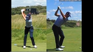 Justin Thomas golf swing  Long Iron faceon amp downtheline July 2017 [upl. by Dric]