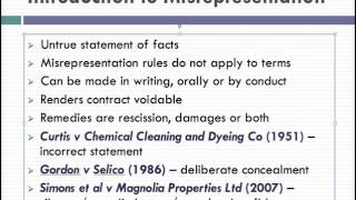 Misrepresentation Lecture 1 of 4 [upl. by Gilcrest770]