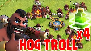 Clash Of Clans HOG RIDERS amp JUMP SPELLS Troll army [upl. by Eikcaj]