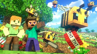 BEES FIGHT  Alex and Steve Life Minecraft Animation [upl. by Chud241]