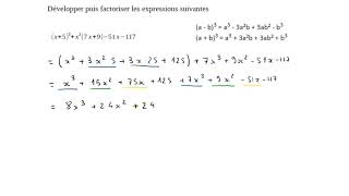 Développer et factoriser identités remarquables de degré 3  1 [upl. by Holladay883]