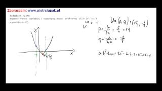 Wyznacz wartość największą i najmniejszą funkcji kwadratowej w przedziale domkniętym [upl. by Anwaf306]