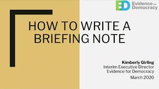 Webinar How to write a briefing note [upl. by Ambrosius]