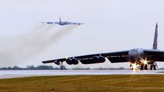 Twelve B52 Nuclear Bombers Depart Minot Air Force Base [upl. by Machos821]