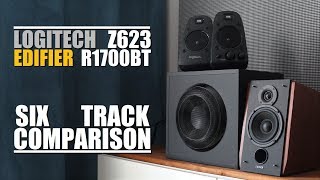 Logitech Z623 vs Edifier R1700BT  6Track Comparison [upl. by Brasca207]