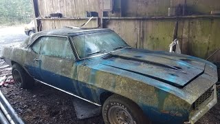 Real as it gets 69 Camaro Z28 RS barn find rotting since 1975 pulled out after 44 years [upl. by Selima990]