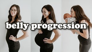 PREGNANT BELLY PROGRESSION  Week by Week Transformation [upl. by Belia]