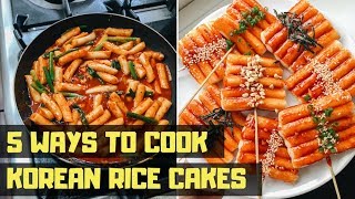 5 Easy Ways to Cook Korean Rice Cakes 🌶🔥💥 • VEGAN KOREAN STREET FOOD TTEOKBOKKI 떡볶이 [upl. by Nnahgaem]